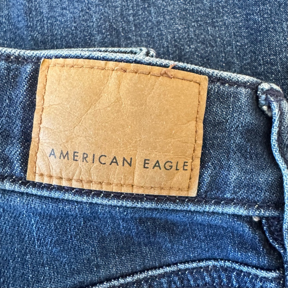 American Eagle Super High Rise Baggy Wide Leg Jeans 00 Short Dark Wash - Picture 4 of 6